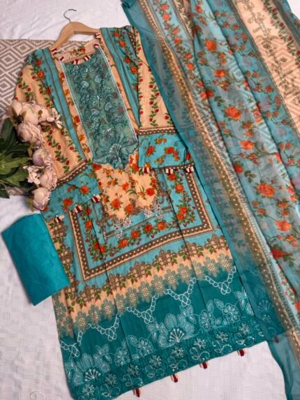 Readymade Floral Pattern Pakistani Ensemble