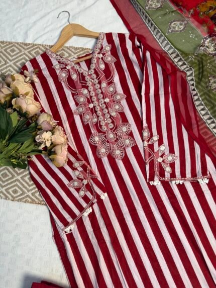 Readymade Striped Trendy Pakistani Suit