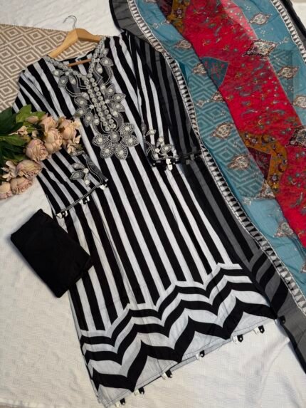 Readymade Striped Trendy Pakistani Suit